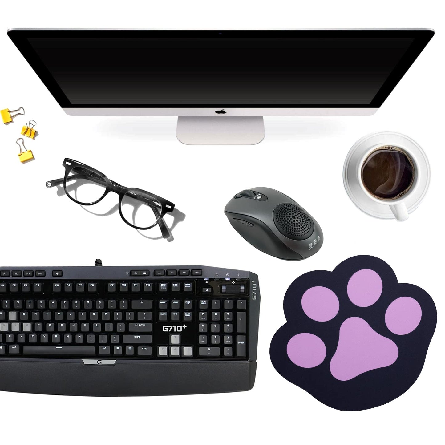 Mauspad Katzenmotiv, Mousepad Schreibtischzubehör Nette Office Gaming Laptop Mausmatte Schwarz