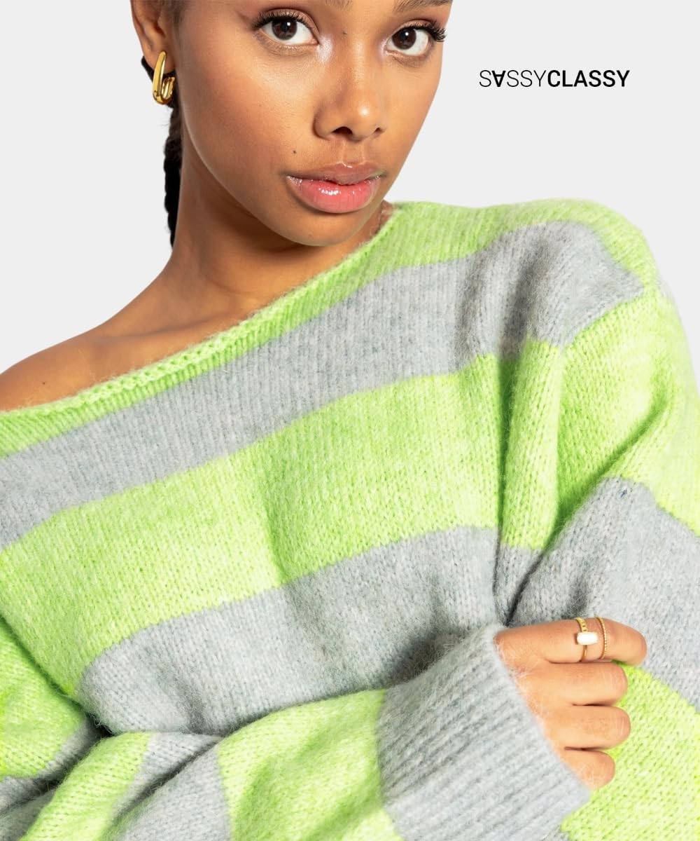 SASSYCLASSY Women’s Striped Oversize Sweater