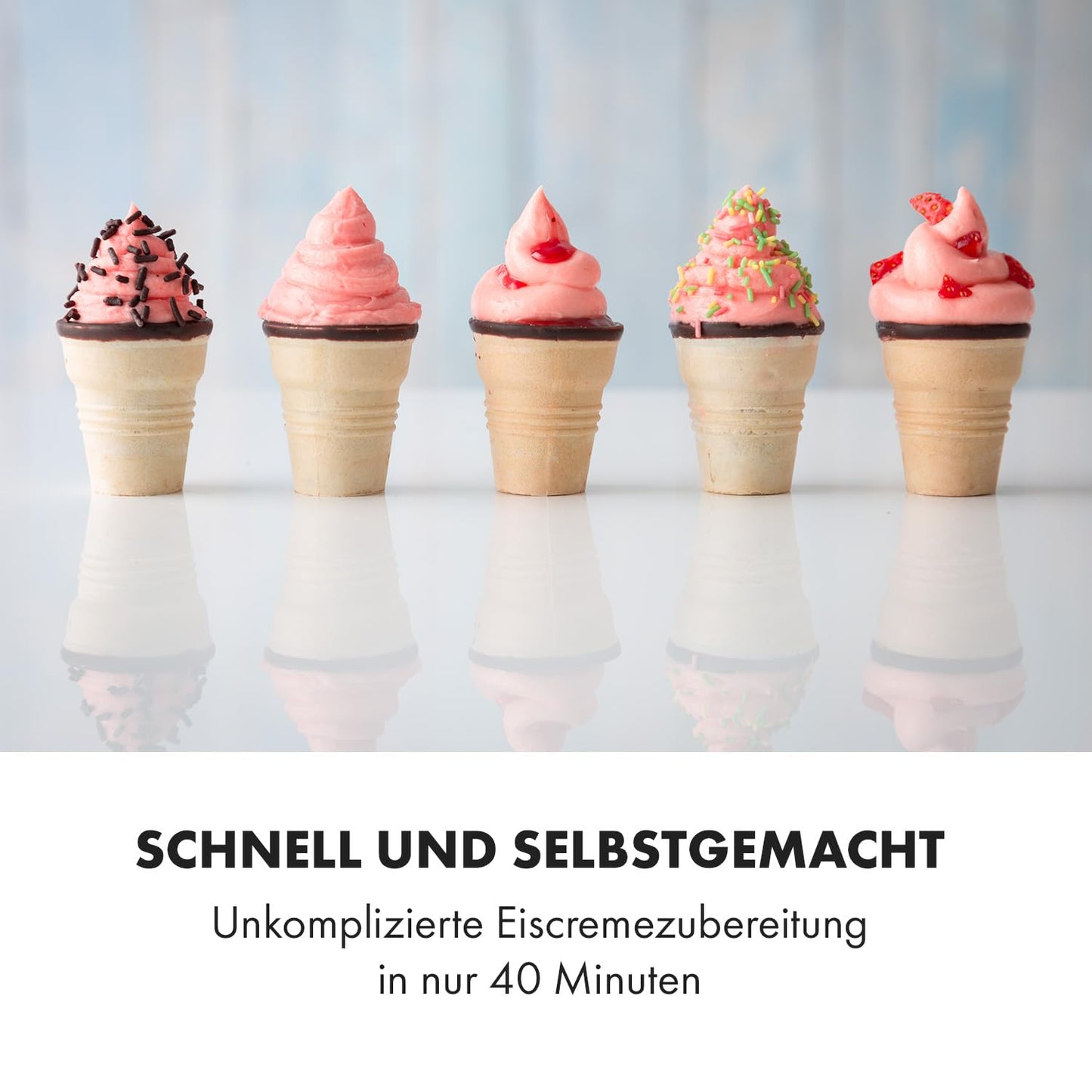 Klarstein Sweet Sundae - Eiscrememaschine, 1,5 Liter, mitselbstkühlendem Kompressor, 200 Watt, Ausgabesystem, 3 StundenAuto-Kühlhaltefunktion, Reinigungsautomatik, Edelstahl, schwarz