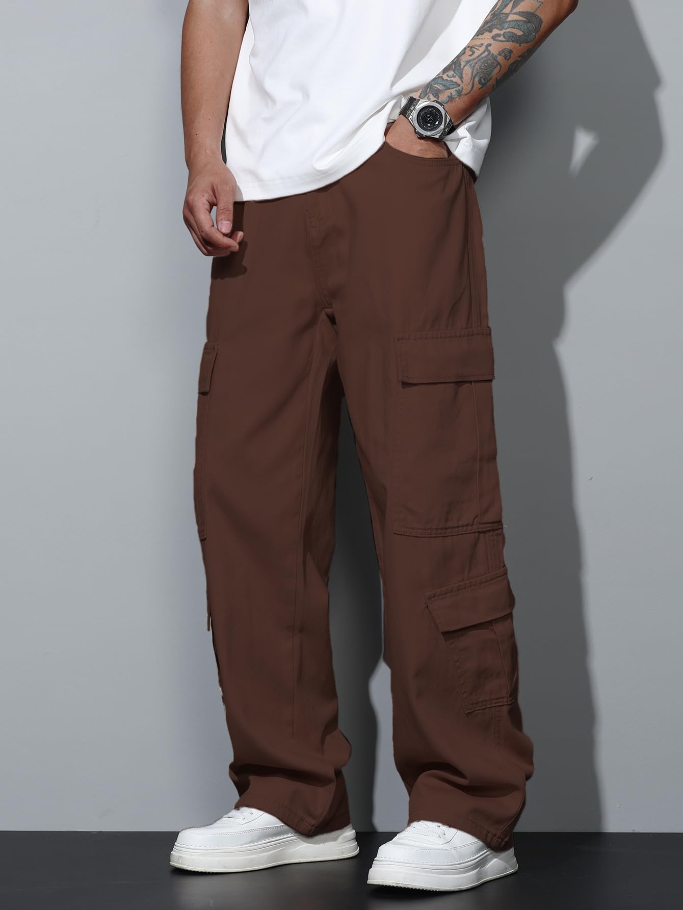 Men’s Casual Streetwear Baggy Cargo Jeans with Pockets