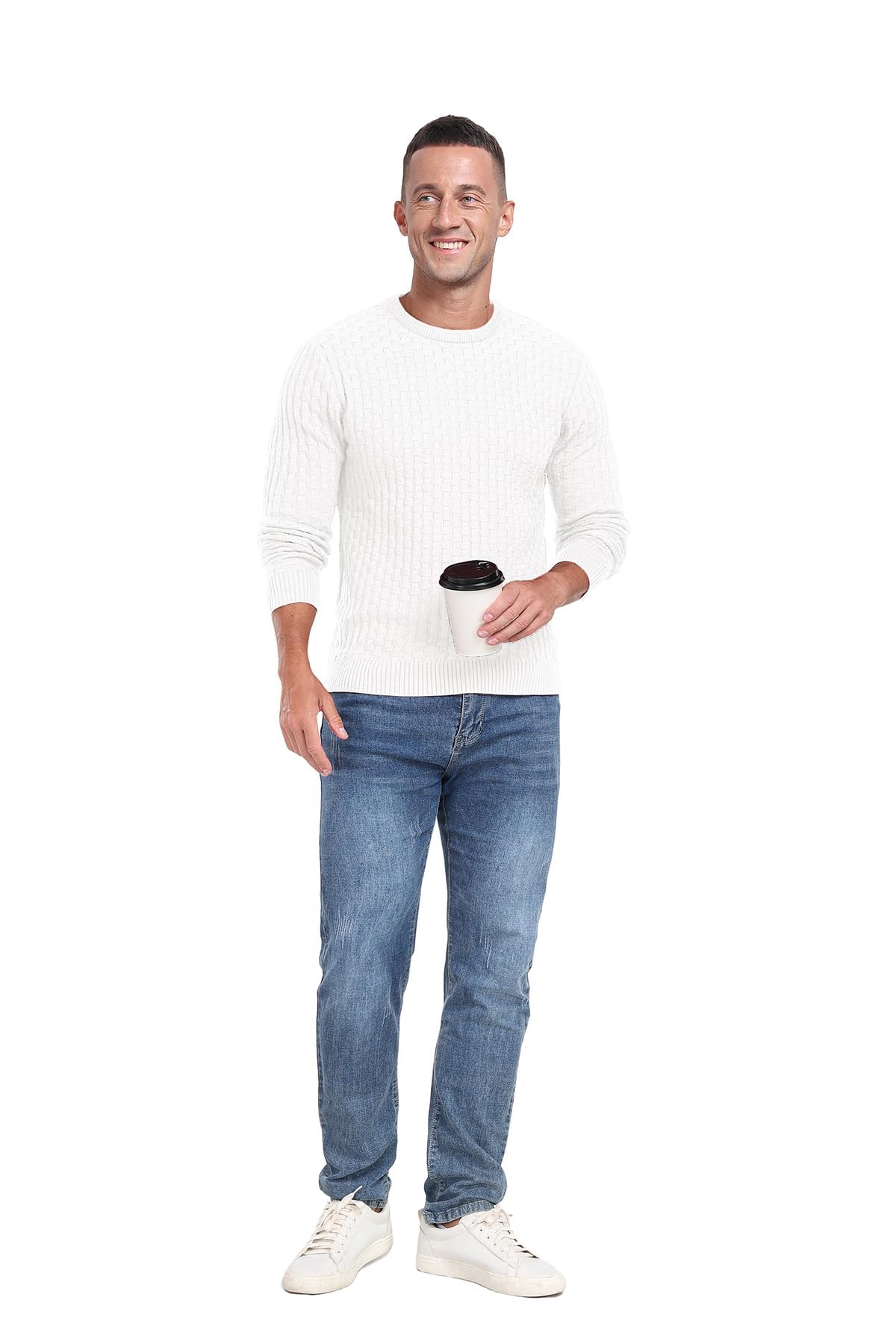 Sailwind Men’s Crew Neck Waffle Knit Sweater