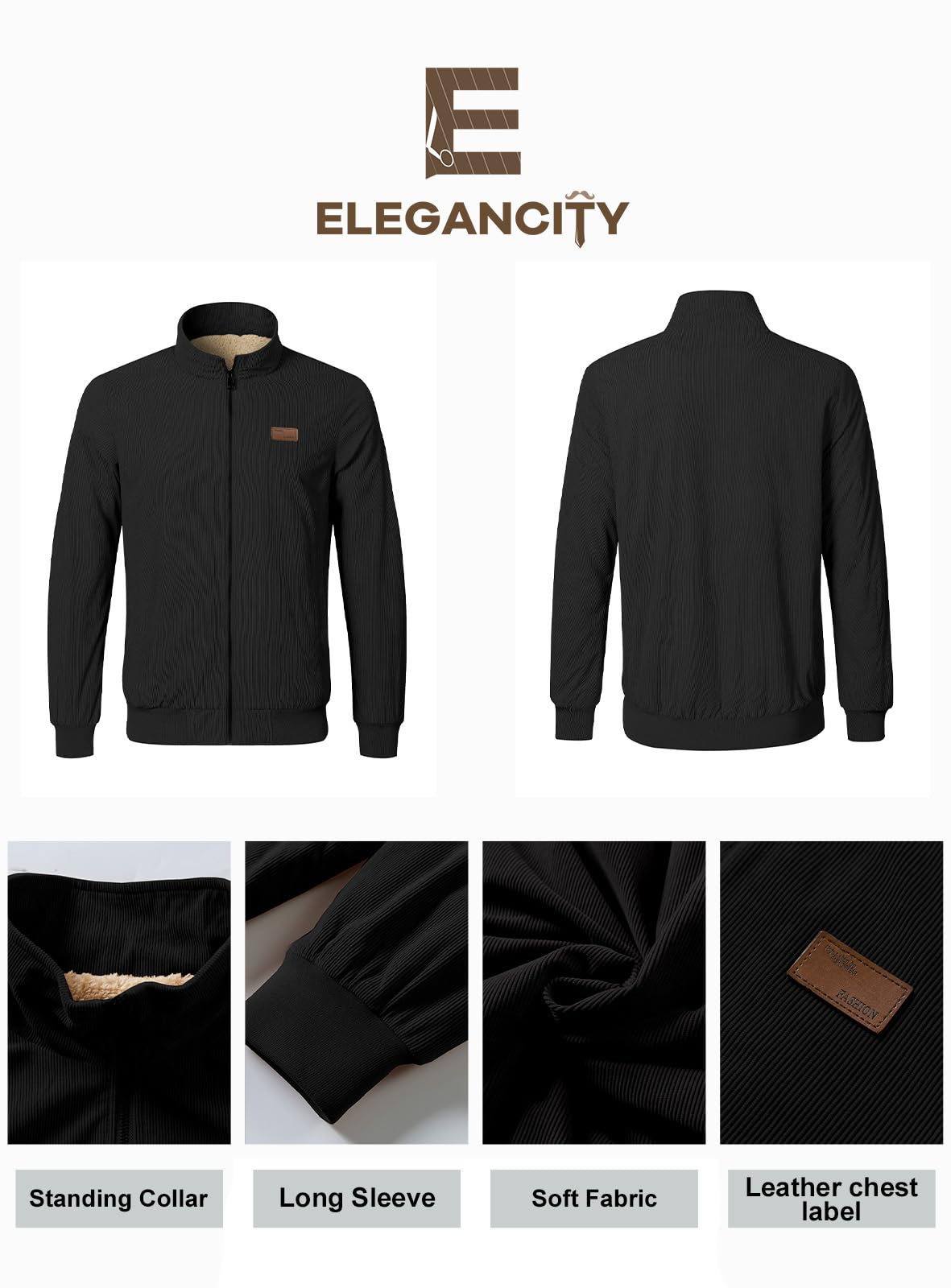 Men’s Corduroy Jacket – Fleece-Lined Winter Coat