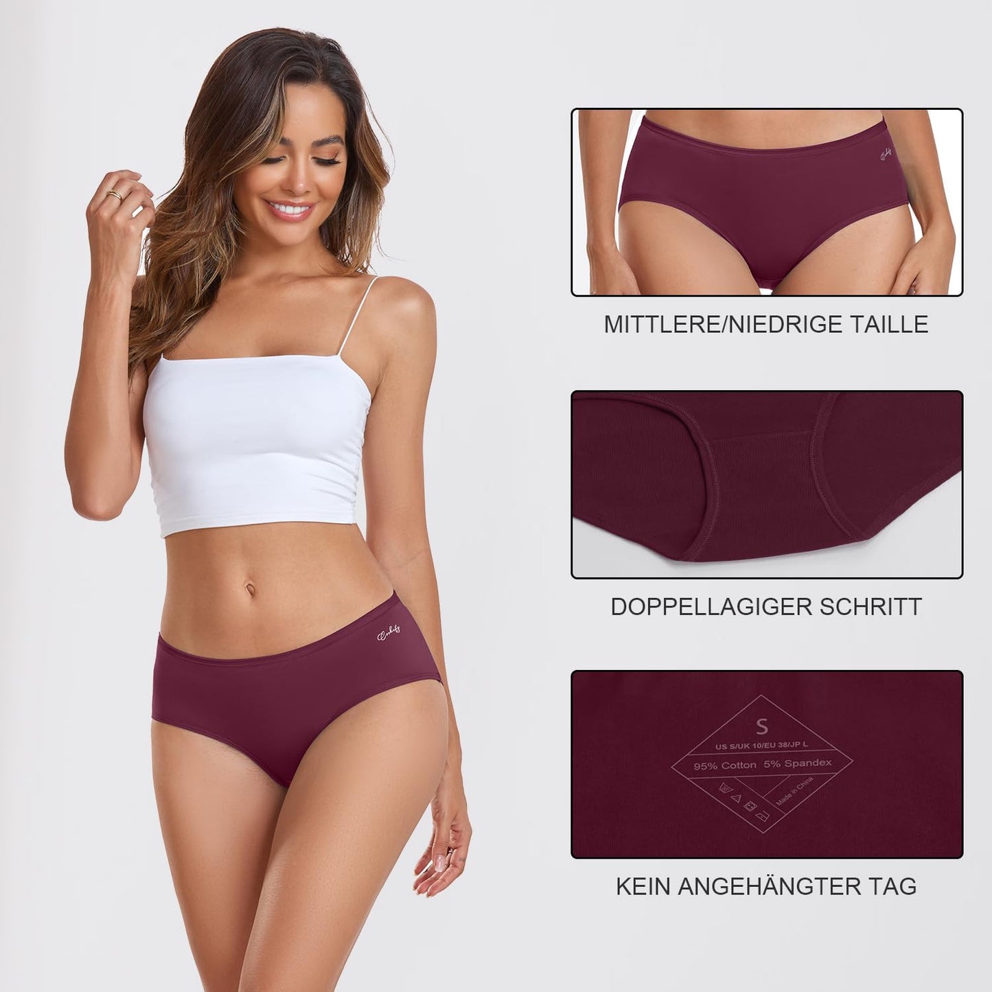 Coskefy Women’s Underpants 6-Pack Soft Cotton