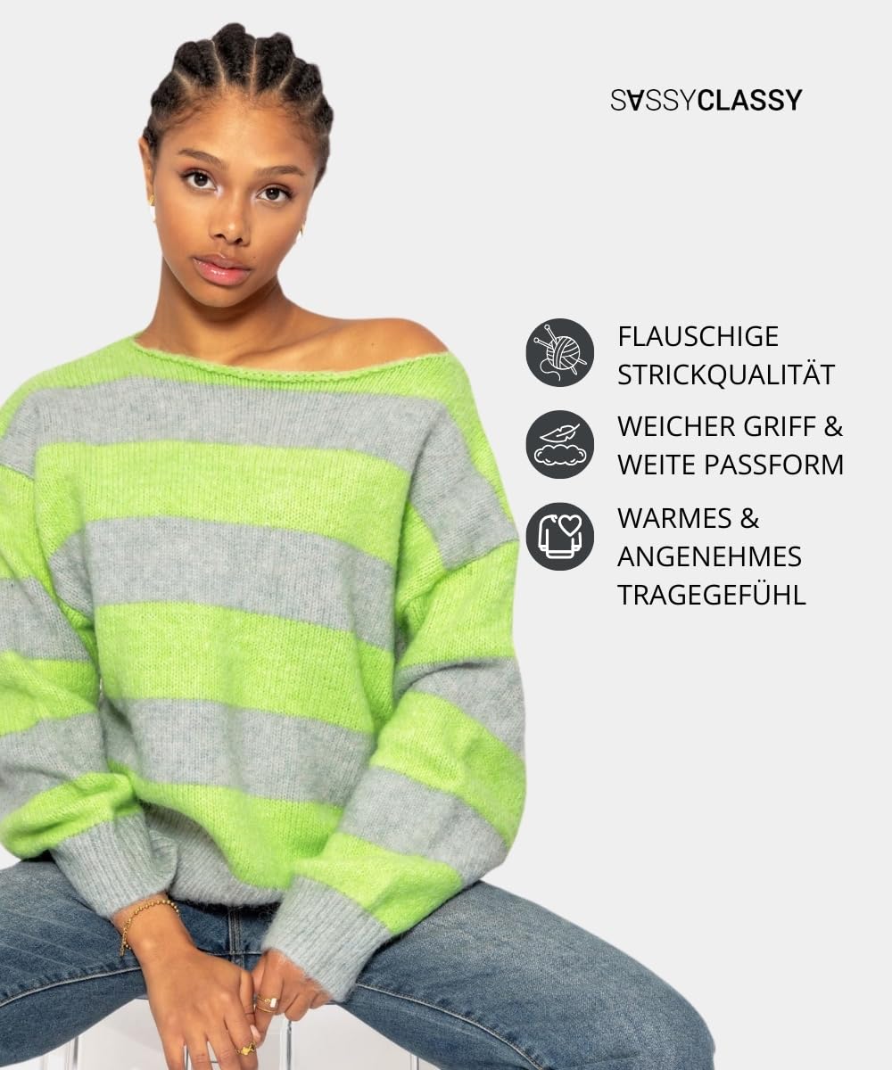SASSYCLASSY Women’s Striped Oversize Sweater