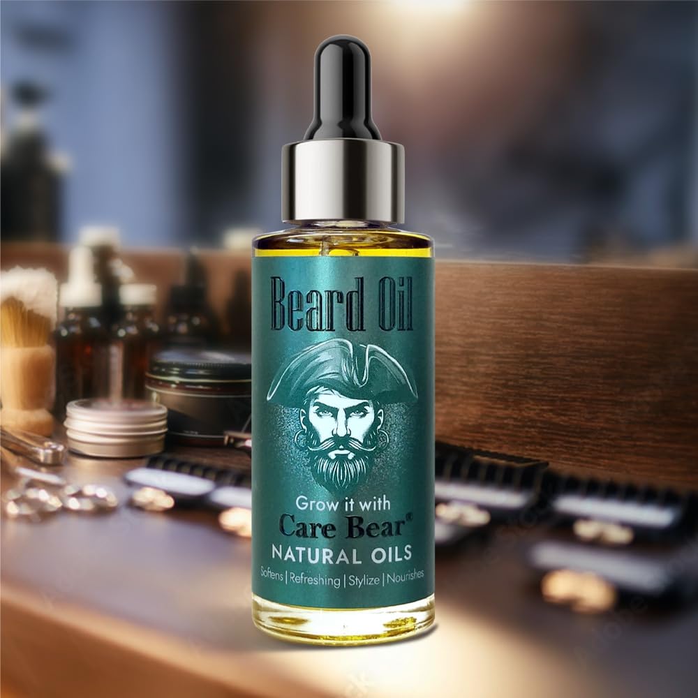 CareBear Grow It with Care Bartöl herren – Premiummischung aus 8 natürlichen Ölen für gesunden Bartwuchs 50ml; Pflegen und stärken Sie Ihren Bart