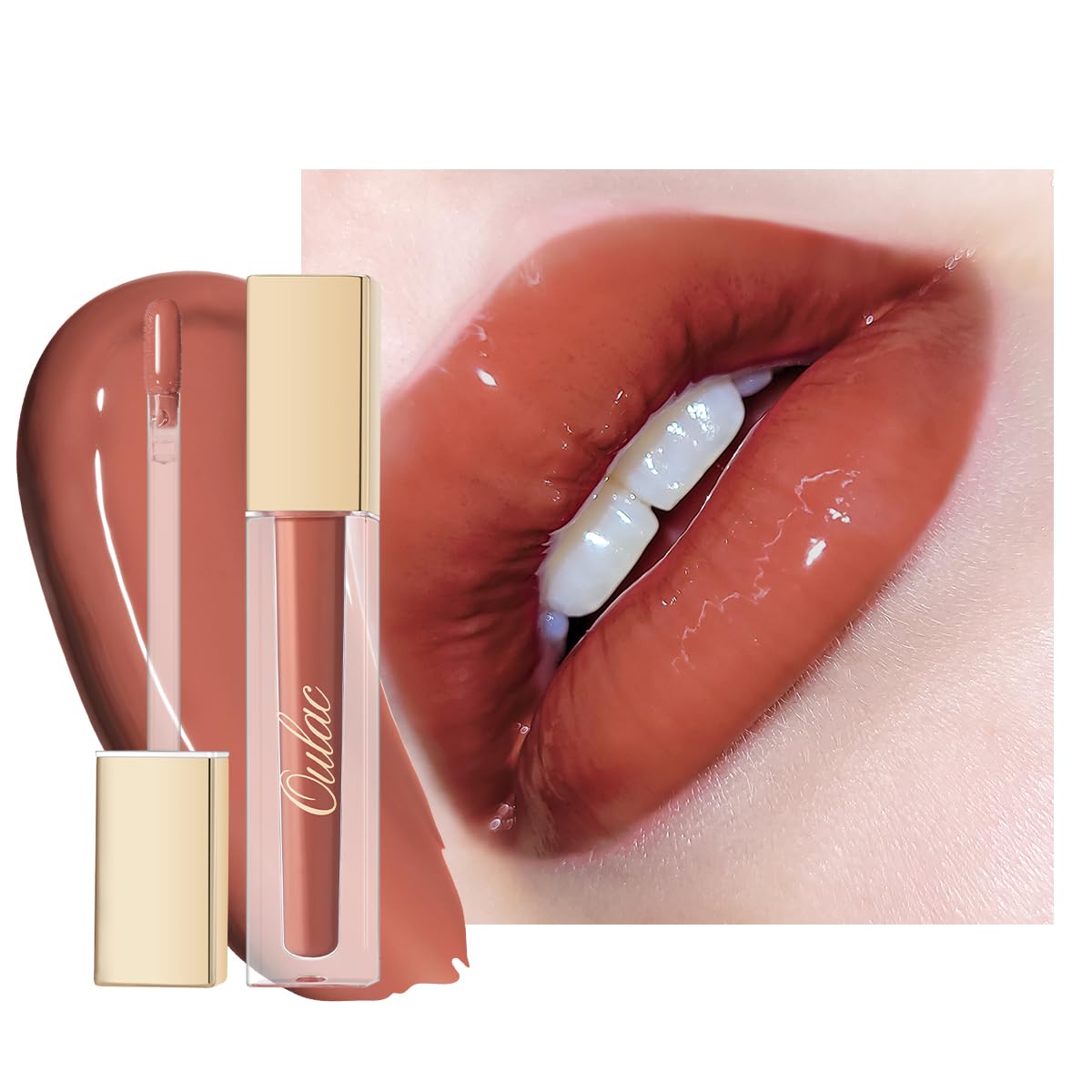 Oulac Mauve Nude Lipgloss Glossy Lip Plumper for Fuller-Looking Lips (4.5ml, S08)