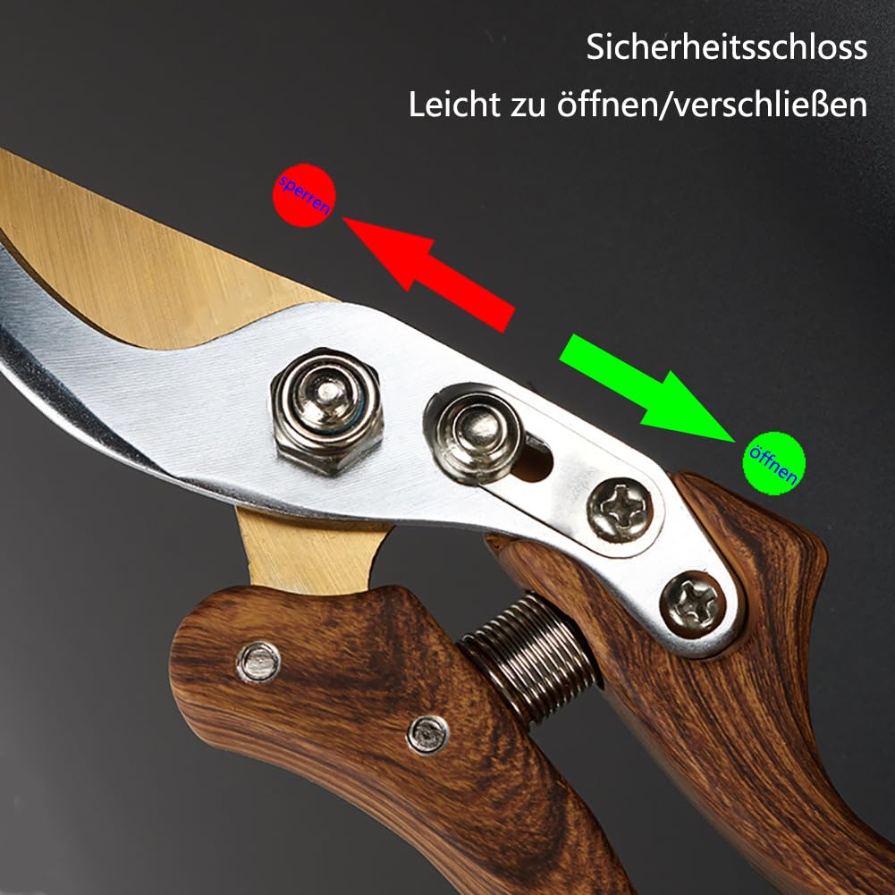 Horsvill Gartenschere, Gartenschere für die Gartenarbeit Heavy Duty, Japanische Gartenschere mit SK4-Stahl, Gartenschere für den Außenbereich, Bypass-Gartenschere, Heckenschere, Baumtrimmer (Grün)