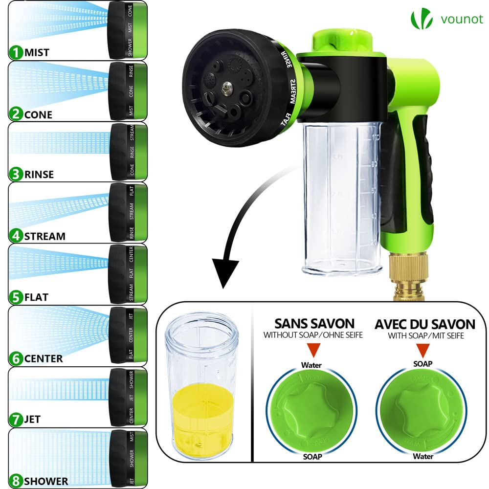 VOUNOT® Flexibler Gartenschlauch 30 m, Flexibel Wasserschlauch Dehnbarer mit 10 Sprühfunktionen, Schnelladaptern und Wandhalterung, Schwarz