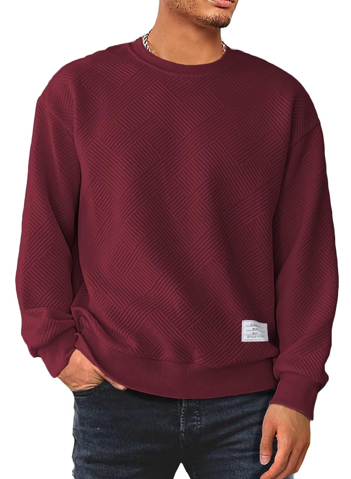 Men’s Crew Neck Colorblock Sweatshirt – Casual Raglan Pullover