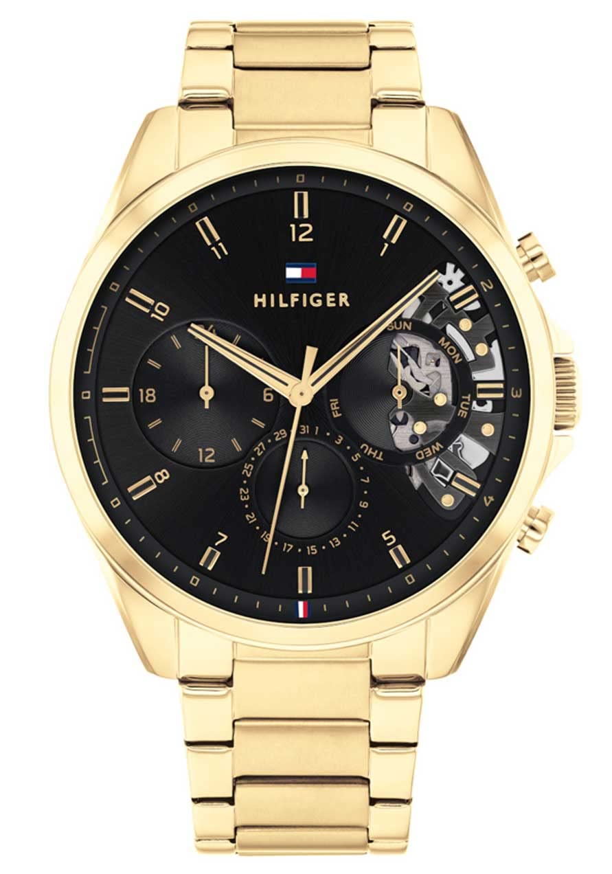 Tommy Hilfiger Multi Zifferblatt Quarz Uhr für Herren mit Silbernes Edelstahl-Mesh-Gliederarmband und Lederarmband