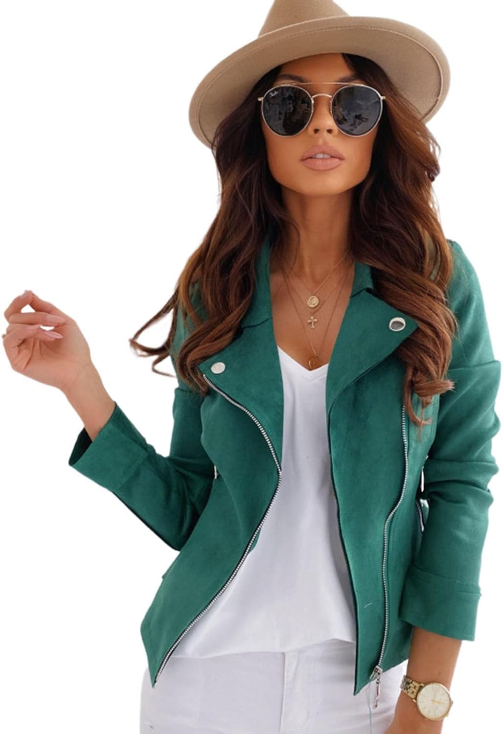Women's Short Moto Biker Jacket – Lightweight Transitional Coat