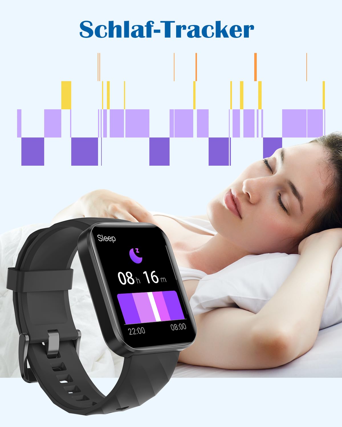 RUIMEN Smartwatch Damen Herren mit Telefonfunktion Fitnessuhr Schrittzähler Uhr mit Pulsmesser SpO2 Messung Schlafüberwachung Nachrichten Multi Trainingsmodi Smart Watch Wasserdicht Für Android iOS