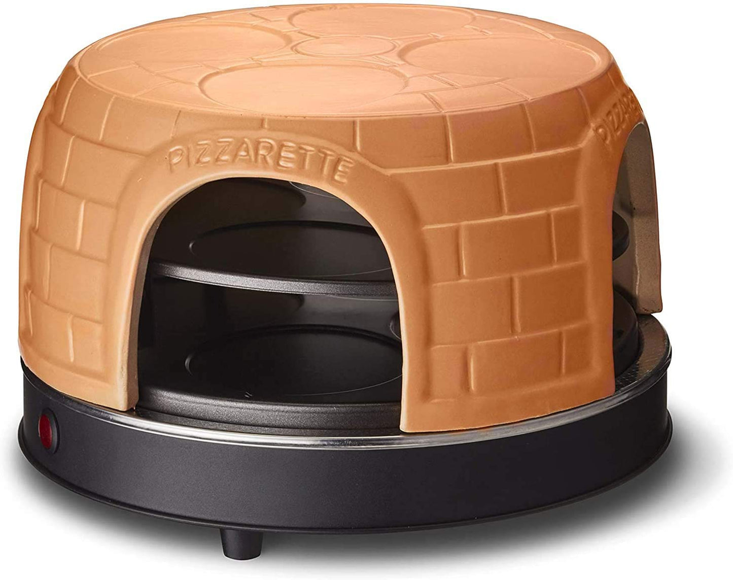 Emerio Pizzaofen, PIZZARETTE das Original, handgemachte Terracotta Tonhaube, patentiertes Design, für Mini-Pizza, echter Familien-Spaß für 8 Personen, PO-116124.1, Pink