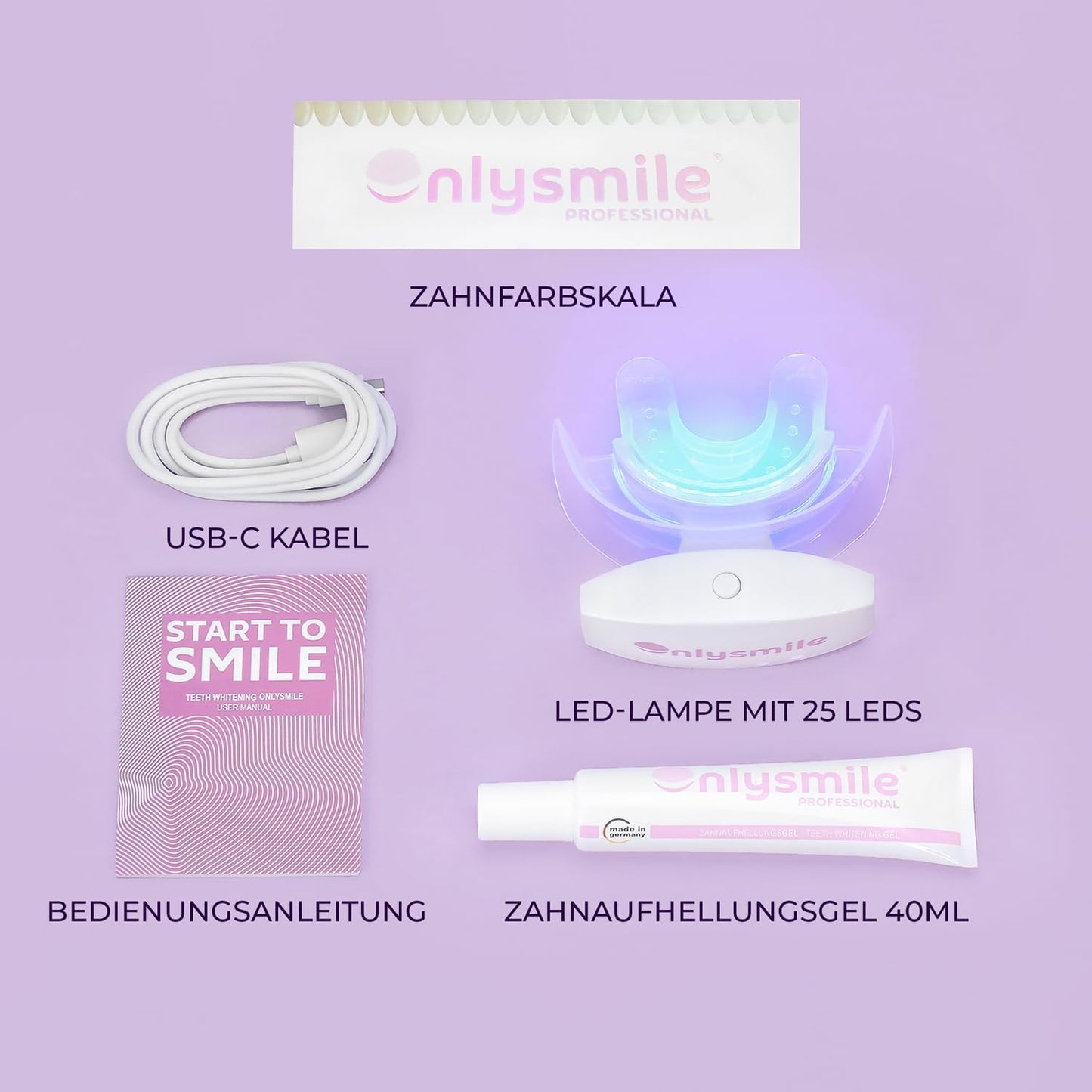 Onlysmile Zahnbleaching Set professionell | Testsieger 2024 | All in One Teeth Whitening Kit für Weiße Zähne mit sofort Effekt | Sichere Zahnaufhellung Bleaching Zähne aufhellen | Zahn bleach set
