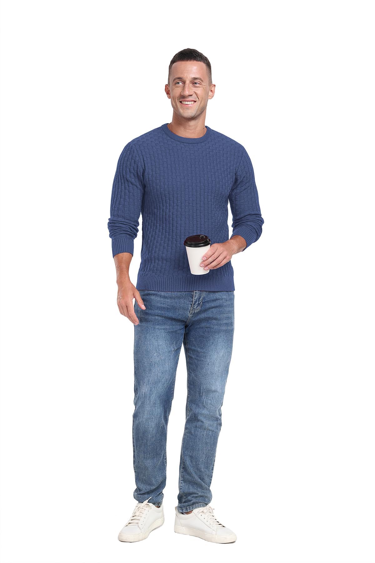 Sailwind Men’s Crew Neck Waffle Knit Sweater