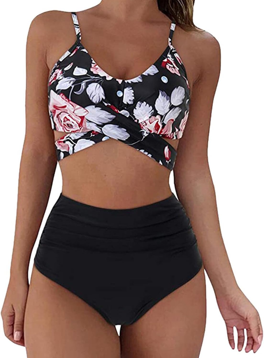 Women's High-Waist Push-Up Bikini Set – Two-Piece Swimwear with Adjustable Straps