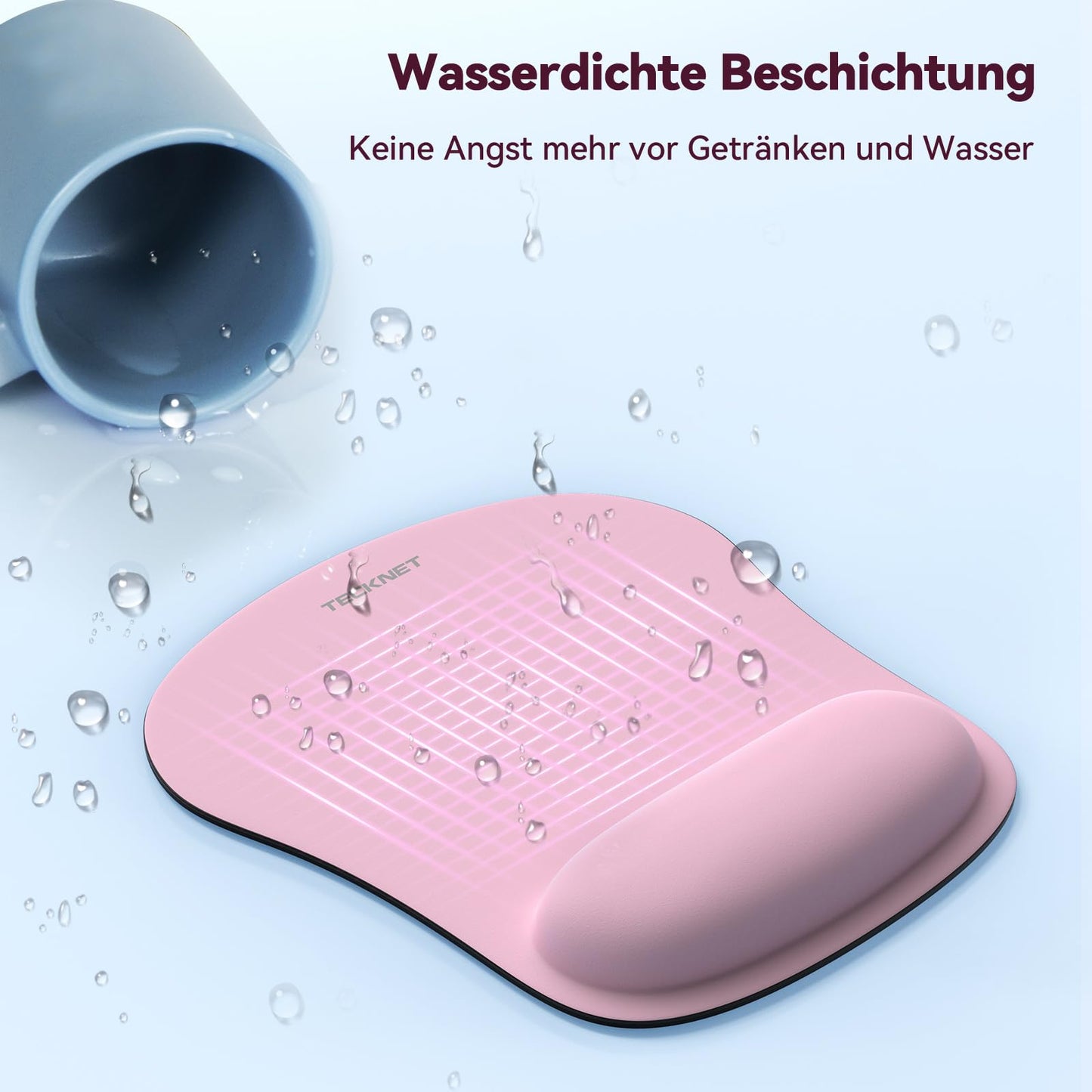 TECKNET Mauspad mit Gelkissen, Memory Foam Mousepad Ergonomisches Wasserdicht Komfort Mausmatte mit Handgelenkpolster Handauflage für Alle Maus Offfice Heim Computer Laptop