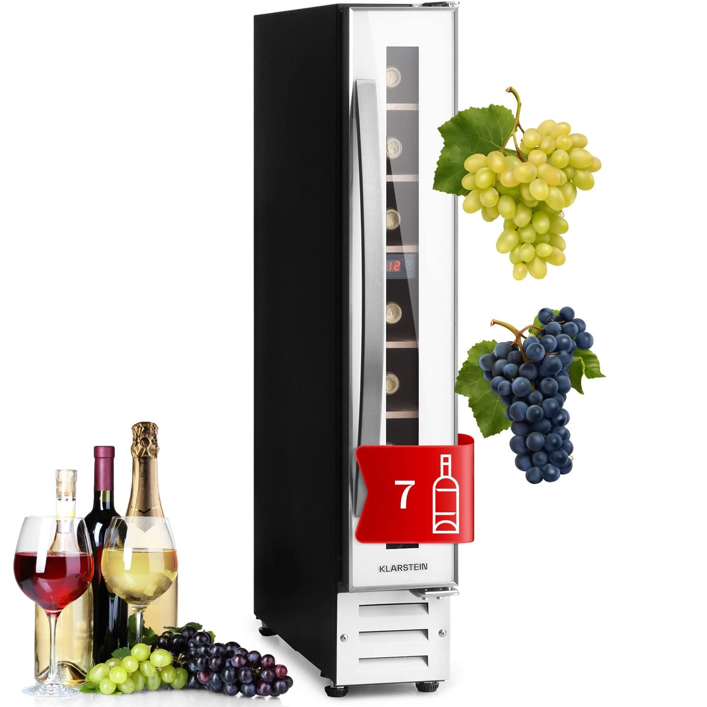 Klarstein built-in wine refrigerator, 2 zone drinks refrigerator small, small wine cabinet 306L, small wine refrigerator with glass door, indoor/outdoor bottle refrigerator, wine fridge 116 bottles