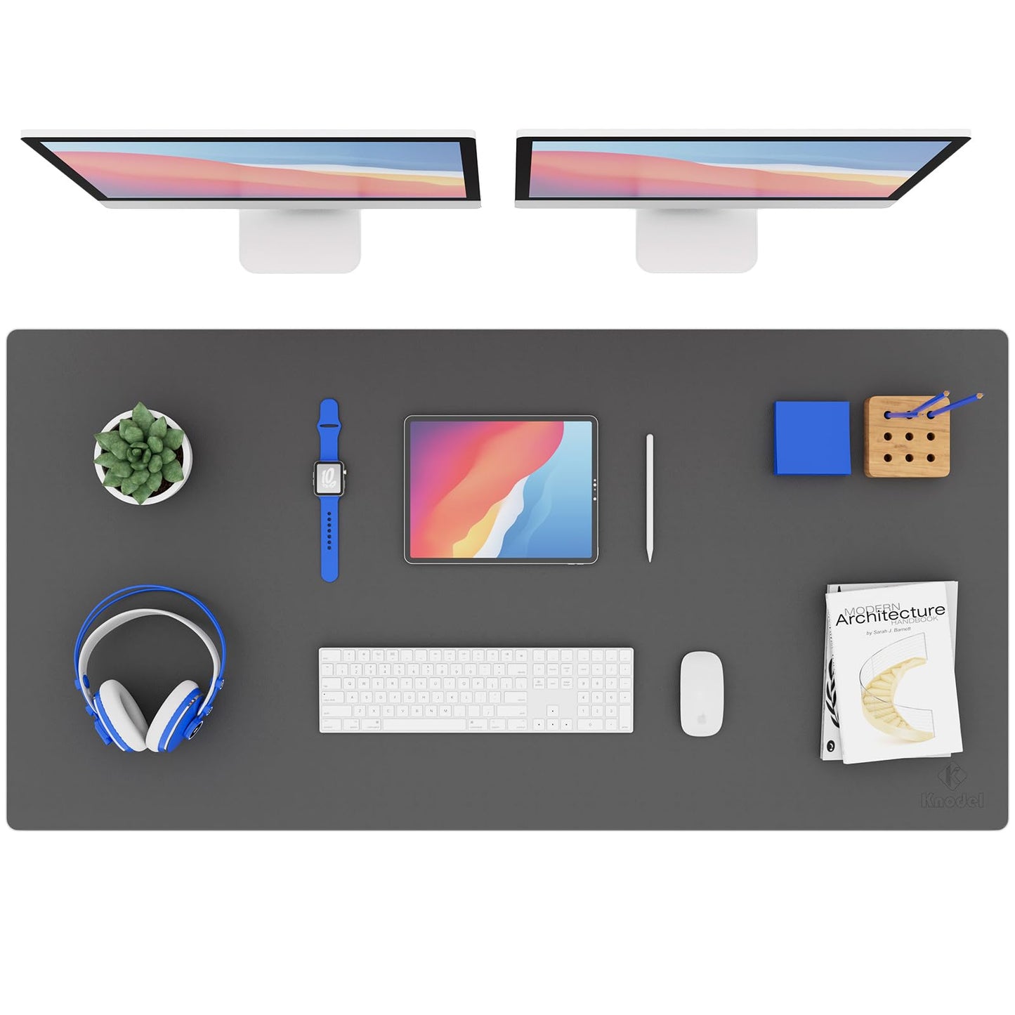 K KNODEL Tischunterlage, Schreibtischunterlage, 80 x 40cm PVC Tischunterlage, Laptop Tischunterlage, wasserdichte Schreibunterlage für Büro- oder Heimbereich, doppelseitig (Schwarz/Schwarz)