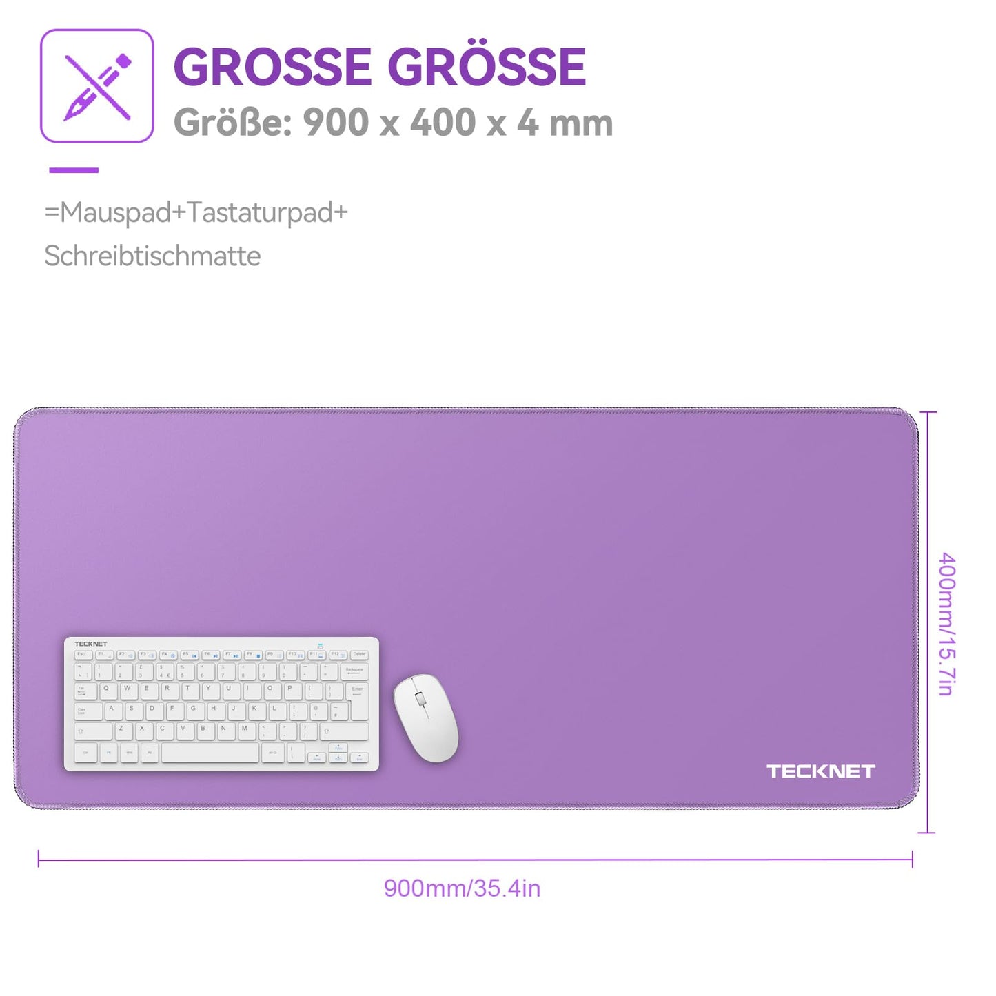 TECKNET Mauspad XXL Speed Gaming, 900x400 mm Schreibtischunterlage Schwarz, Gamer Mouse Pad, Wasserdicht mousepad, Spezielle Oberfläche Verbessert Präzision und Geschwindigkeit, rutschfeste Gummibasis