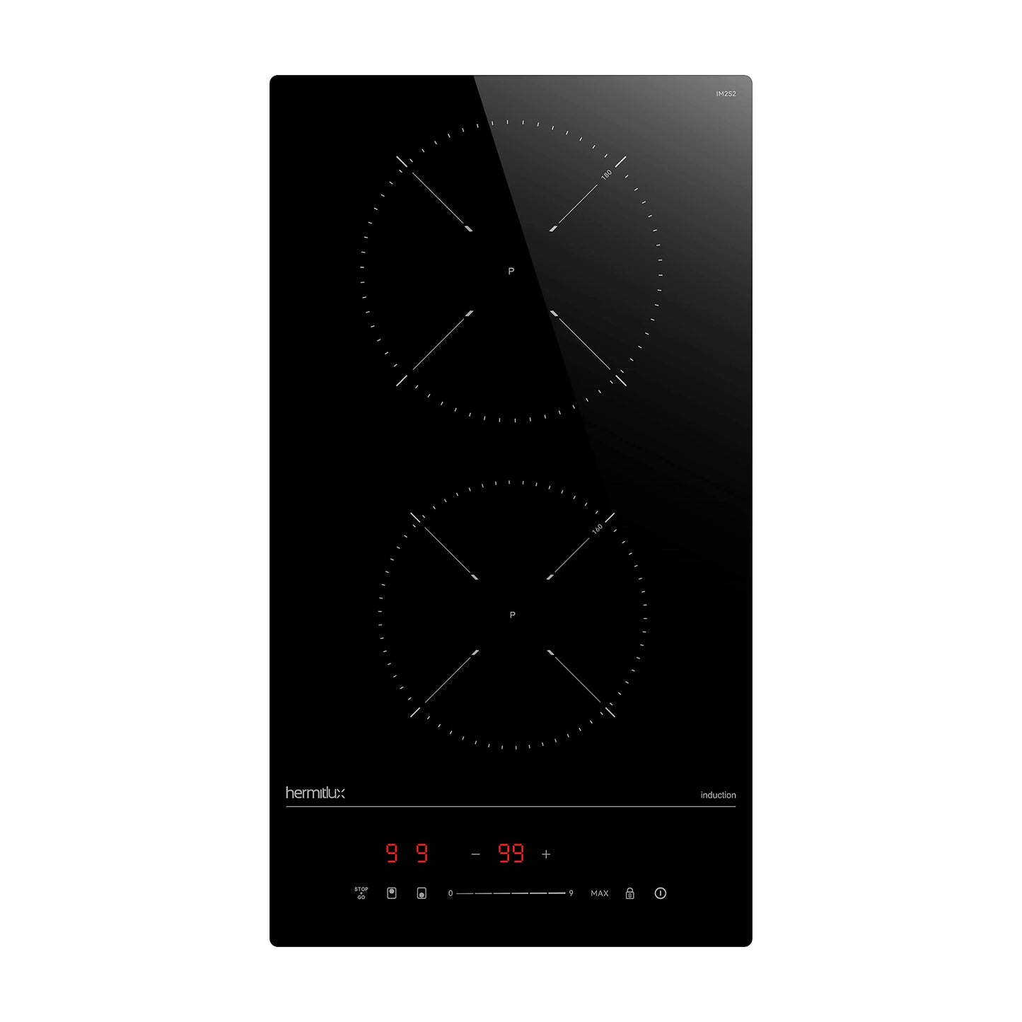 Hermitlux ceramic hob,Built-in 29 cm black glass ceramic electric hob,9 power levels,Sensor touch control, child lock, 1-99 minute timer,Suitable for all pots and pans