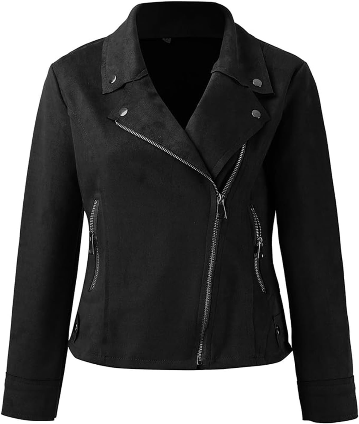 Women's Short Moto Biker Jacket – Lightweight Transitional Coat