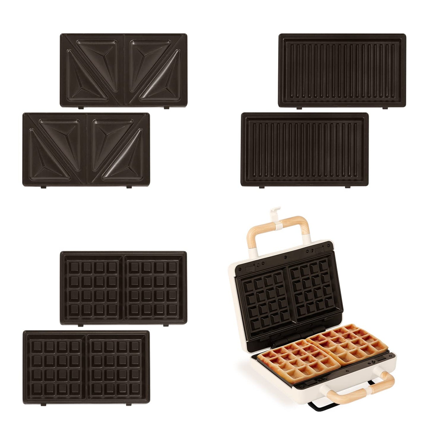 CREATE/STONE STUDIO/Sandwichmaker und Waffeleisen in Rosa-Barbie / 2 austauschbare Antihaftplatten, 1 Scheibe, 100º Offnung, BPA-frei, 105º Öffnung, Cool-Touch-Griff, 600W