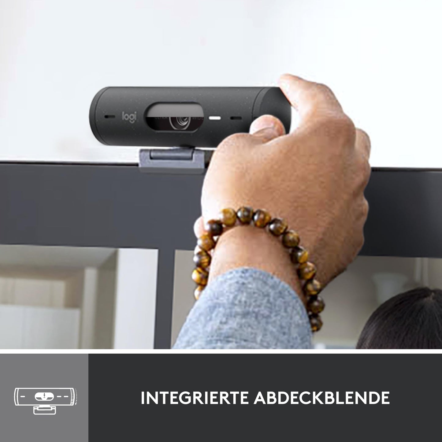 Logitech Brio 500 Full-HD-Webcam mit Auto-Lichtkorrektur, Zeigemodus, Doppelmikrofon + Rauschunterdrückung, Webcam-Abdeckung, für Microsoft Teams, Google Meet, Zoom, USB-C-Kabel - Graphit