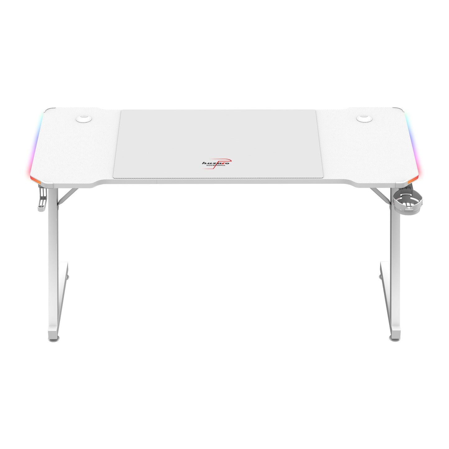 huzaro Hero 4.8 RGB | LED Gaming PC Tisch XXL Schreibtisch | Inklusive Mauspad | Kopfhörerhaken Getränkehalter | Kabelorganisator | Carbon Tischplatte | Stabiler Computertisch | 160x60cm | Schwarz
