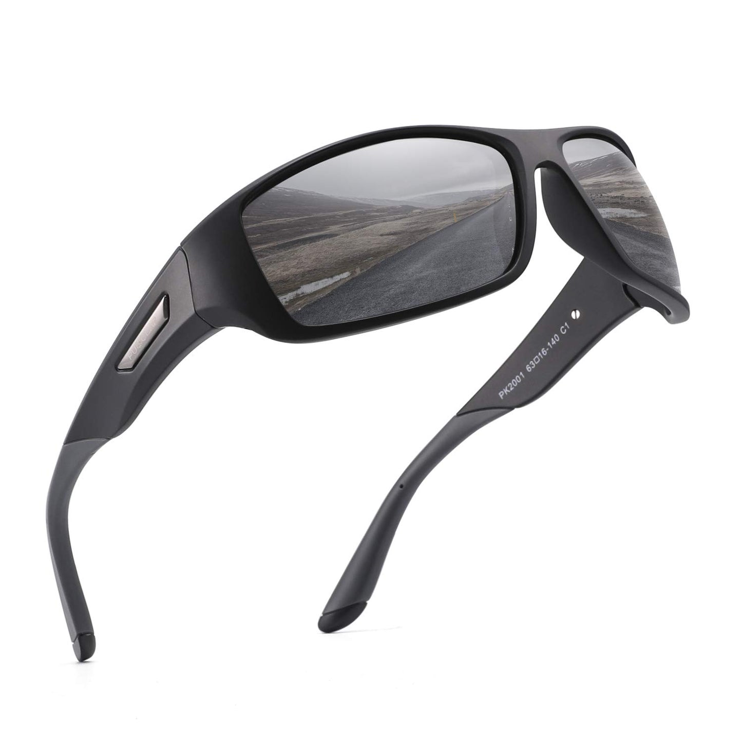 PUKCLAR Sonnenbrille Herren Polarisierte Sportbrille Radsportbrillen Fahrerbrille UV400 Schutz Cat 3 TR90