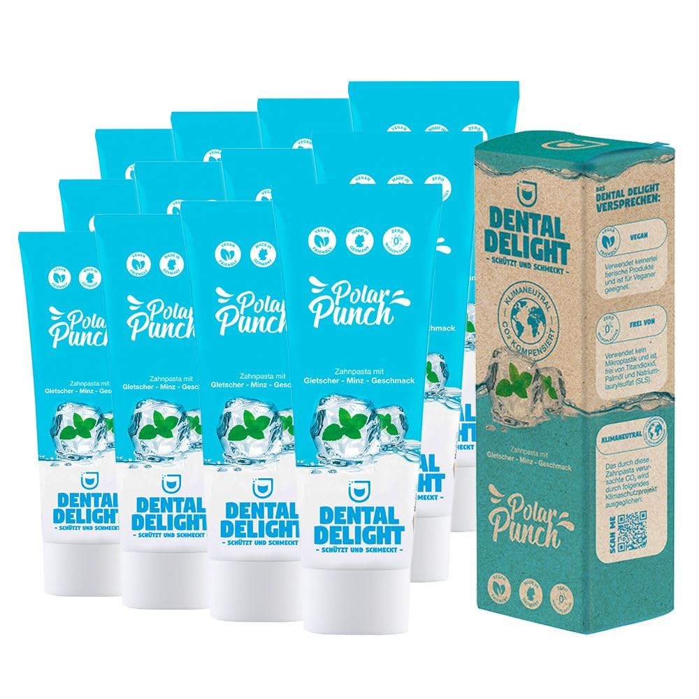 DENTAL DELIGHT Polar Punch Zahnpasta (TESTSIEGER), Vegane Zahnpasta mit Geschmack, Zahncreme (Minze, 4er Pack)