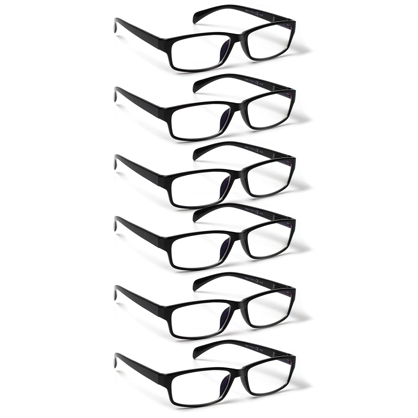 COJWIS Lesebrille 6 Pack herren und Damen Qualität Feder Scharnier Blaulichtfilter Leser Brille(6 Farbe Mischen-1, 2.00)
