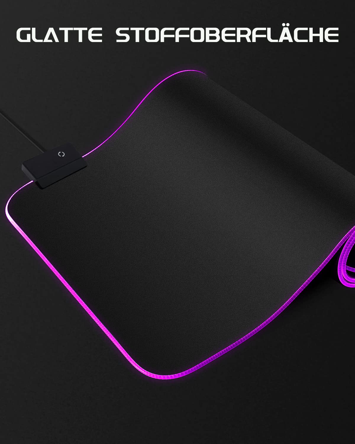 EASEMO Gaming Mauspad, RGB Mousepad, XXL groß (900 x 400 x 4 mm) mit 7 LED-Farben, 11 Beleuchtungsmodi, und wasserdichter Stoffoberfläche, rutschfeste Gummiunterseite für PC, Laptop, Tastatur