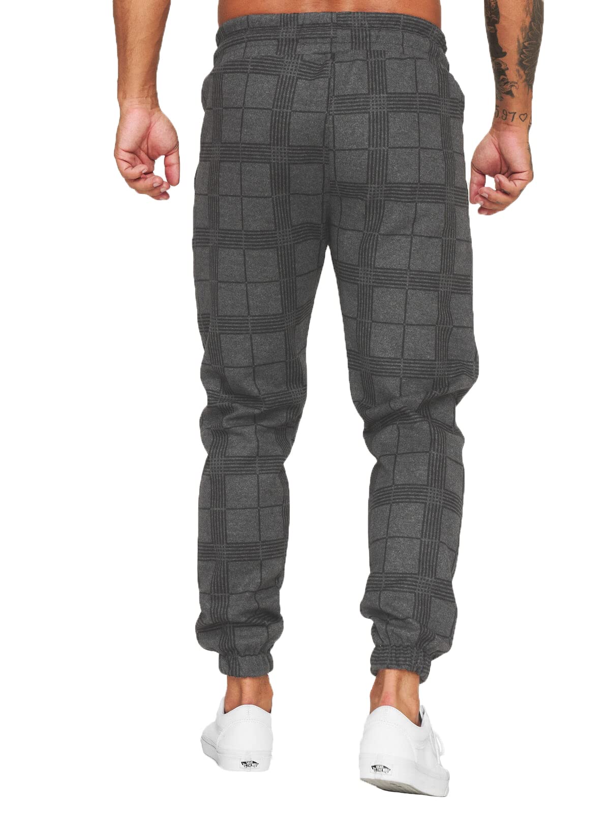 Men's Loose Fit Plaid Jogger Sweatpants