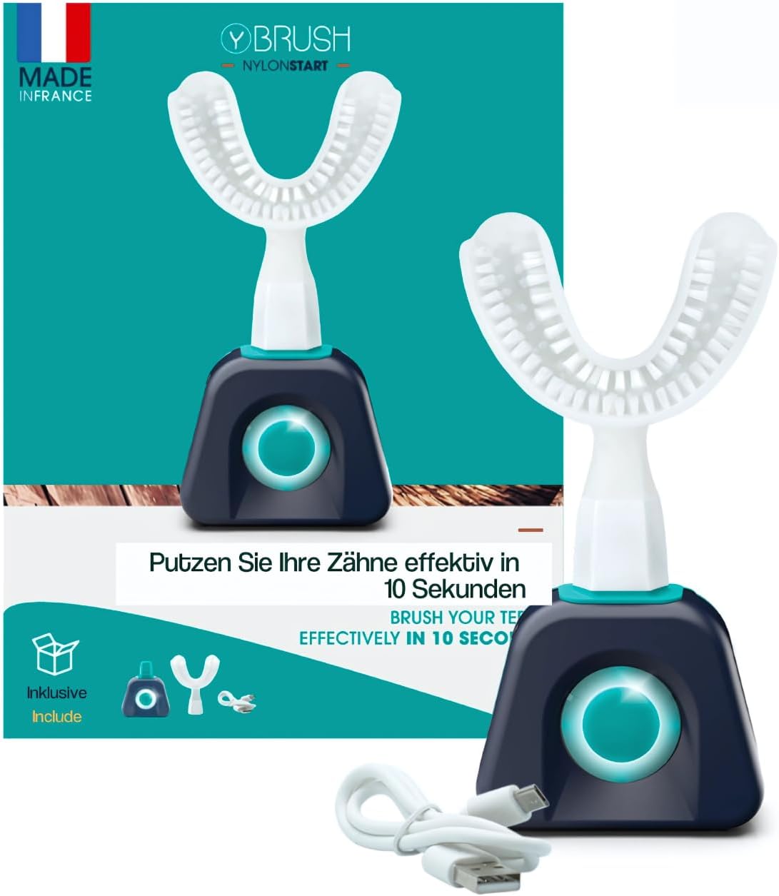 Y-Brush - Elektrische Zahnbürste - Y-Bürste - 3 Monate Laufzeit - NylonStart