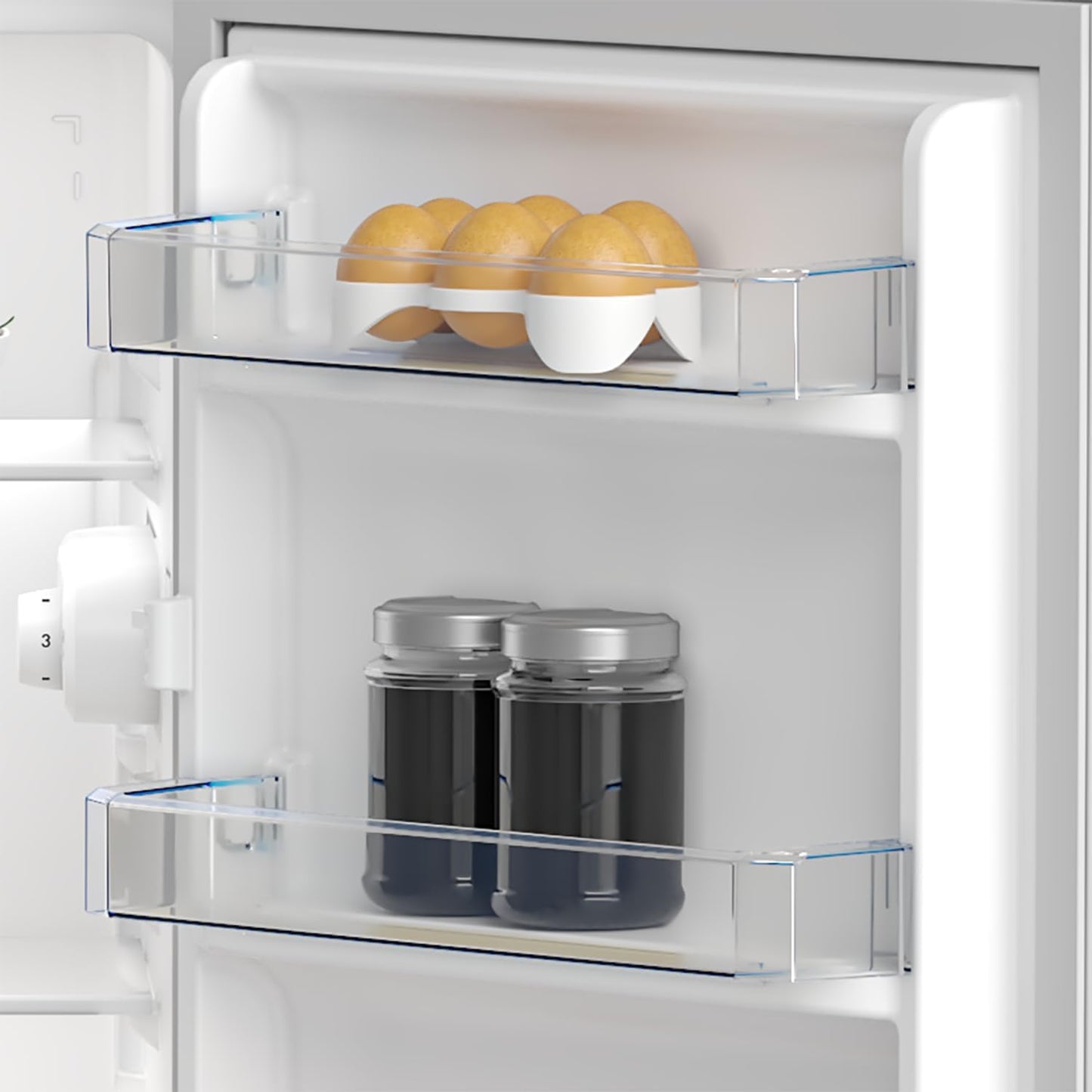 Beko TS190040N freestanding refrigerator, 88 l total capacity, reversible door hinge, good lighting in the device, 38 dB, robust glass shelves, white