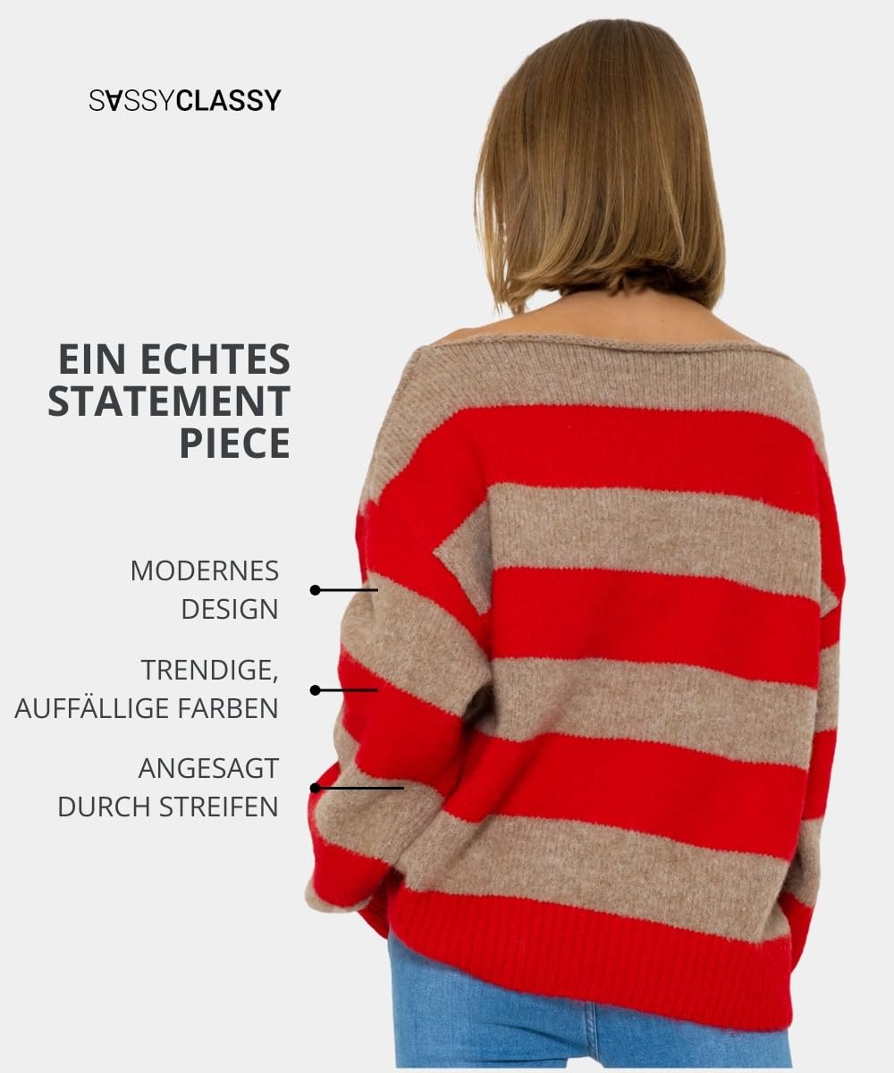 SASSYCLASSY Women’s Striped Oversize Sweater