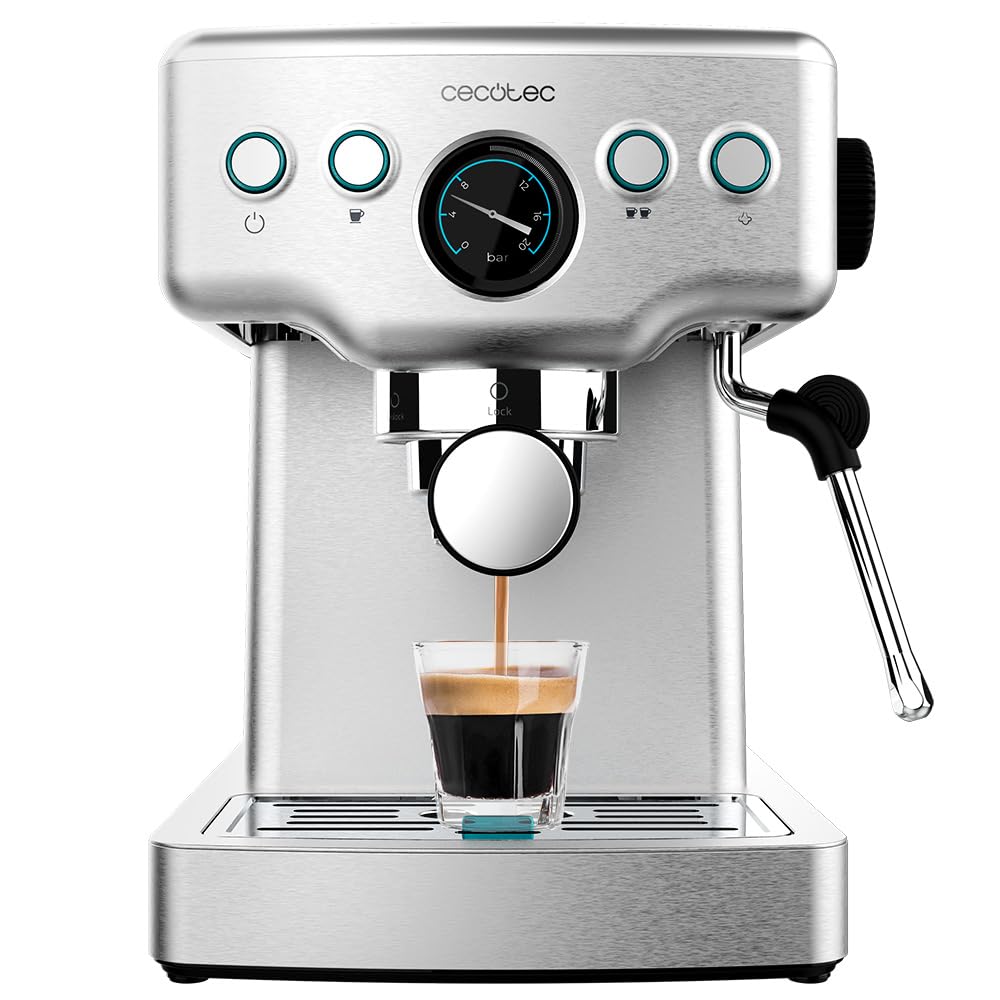 Cecotec Espressomaschine Barista Power Espresso 20 Barista Maestro, 2250 W, 20 Bar, Manometer und 2 Thermoblocks, Kaffeebohnenbehälter, 20-stufiges Mahlwerk, Dampfauslass