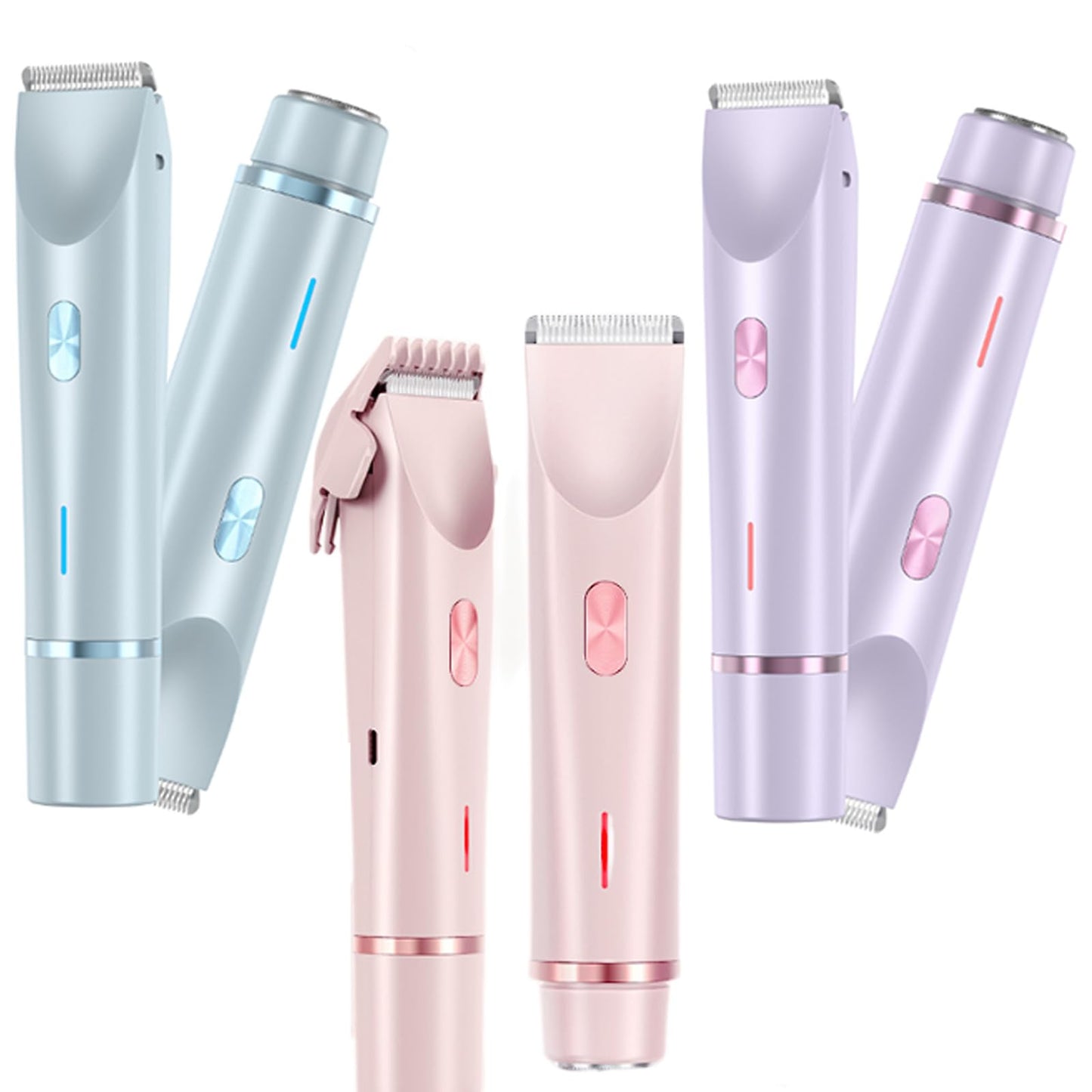 Pelvora Trimmer, 2-In-1 Elektrischer Rasierer Damen Intimbereich Intimrasierer für Frauen, Wasserdicht Elektrische Intimrasierer für Frauen (Rosa)
