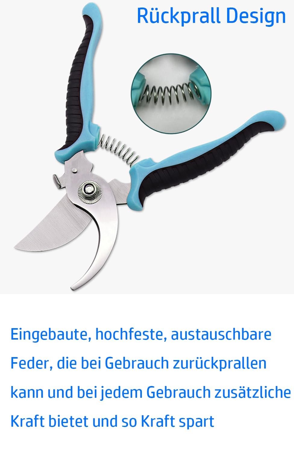 Jütze® Gartenschere für Sträucher und Blumen mit Rutschfester Griff & Edelstahl-Klinge, Leicht & Ergonomisch Rosenschere, Sicher mit Klingensperre, Beidhändig bedienbar, Länge 19cm