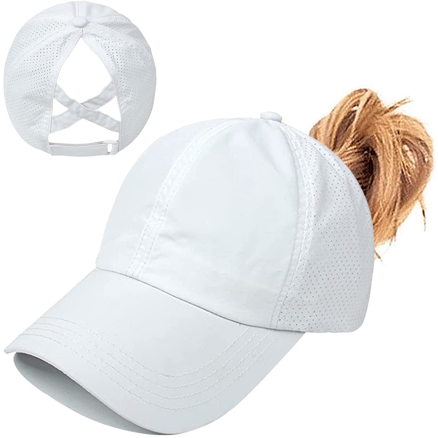 Womens Ponytail Hat Baseball Cap, Adjustable Criss Cross Baseball Cap High Bun Unisex Quick Drying Trucker Hats
