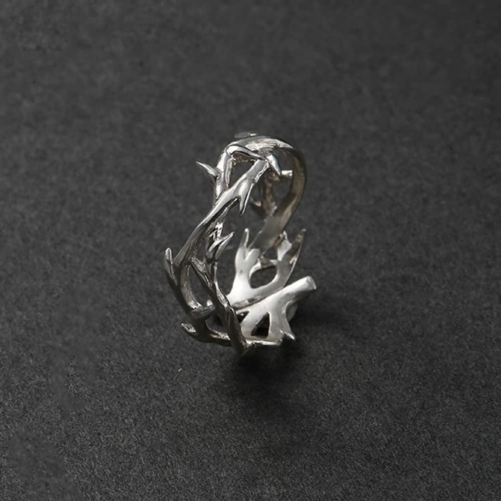 Silver Thorn Branch Ring for Men & Women