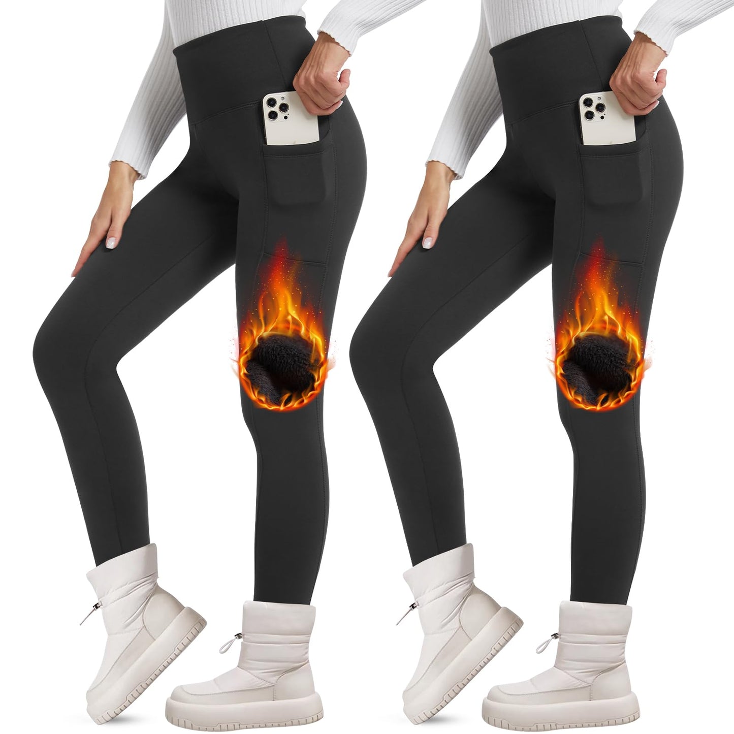 Thermo Leggings for Women – Winter High-Waisted Fleece Lined Sports Leggings
