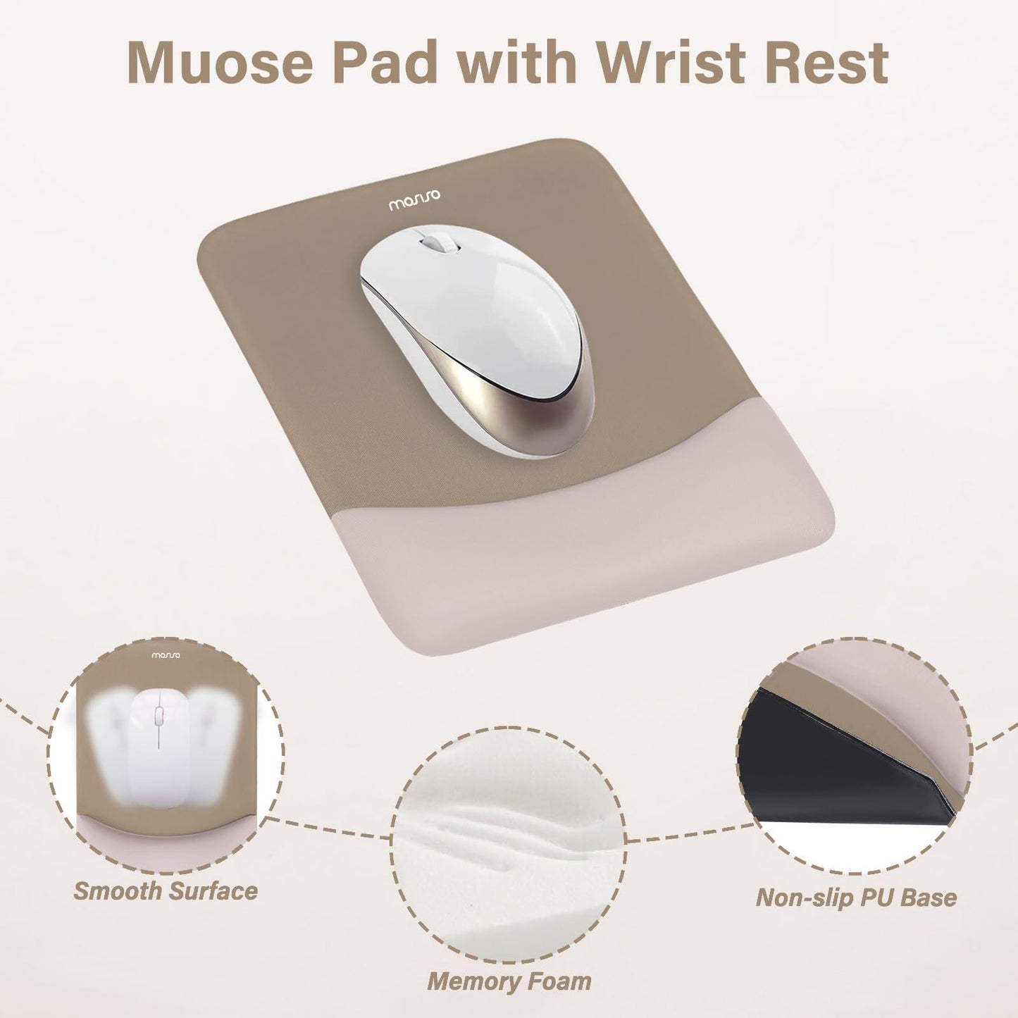 MOSISO Handgelenkstütze für Mauspad&Tastatur Set, Rechteckig Ergonomisch Mauspad Rutschfest Basis Home/Büro Schmerzlinderung&Typing Kissen mit Neopren Cloth&Erhöht Gebogen Memory Schaum,Grün