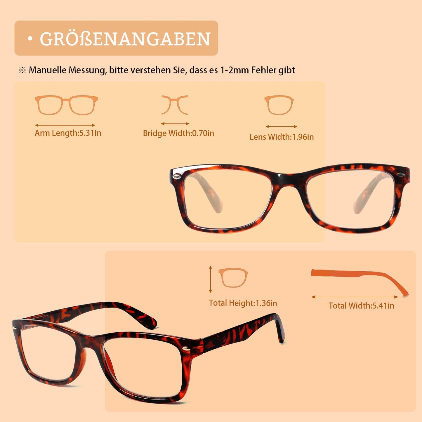 COJWIS 5 Pack Lesebrille Blaulichtfilter Brille Herren Damen Schwarz Leser Computer Brillen Feder Scharnier Lesebrillen (5 Schwarz, 2.75, Dioptrien)
