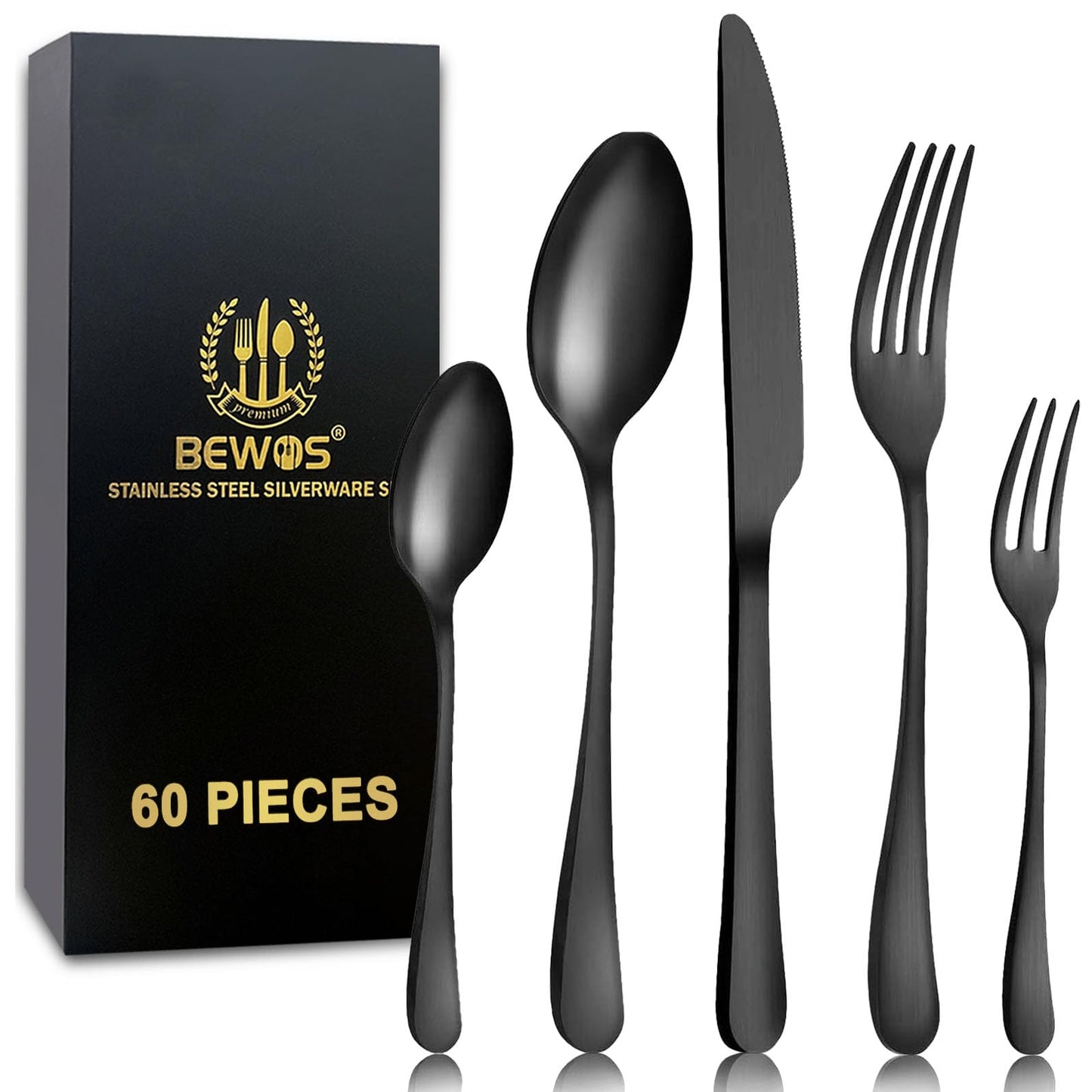 BEWOS Besteck Set für 6 Personen, 30 teilig Essbesteck Set inkl. Messer, Gabel, Löffel, Besteck Edelstahl Spiegelpoliert, Spülmaschinenfest