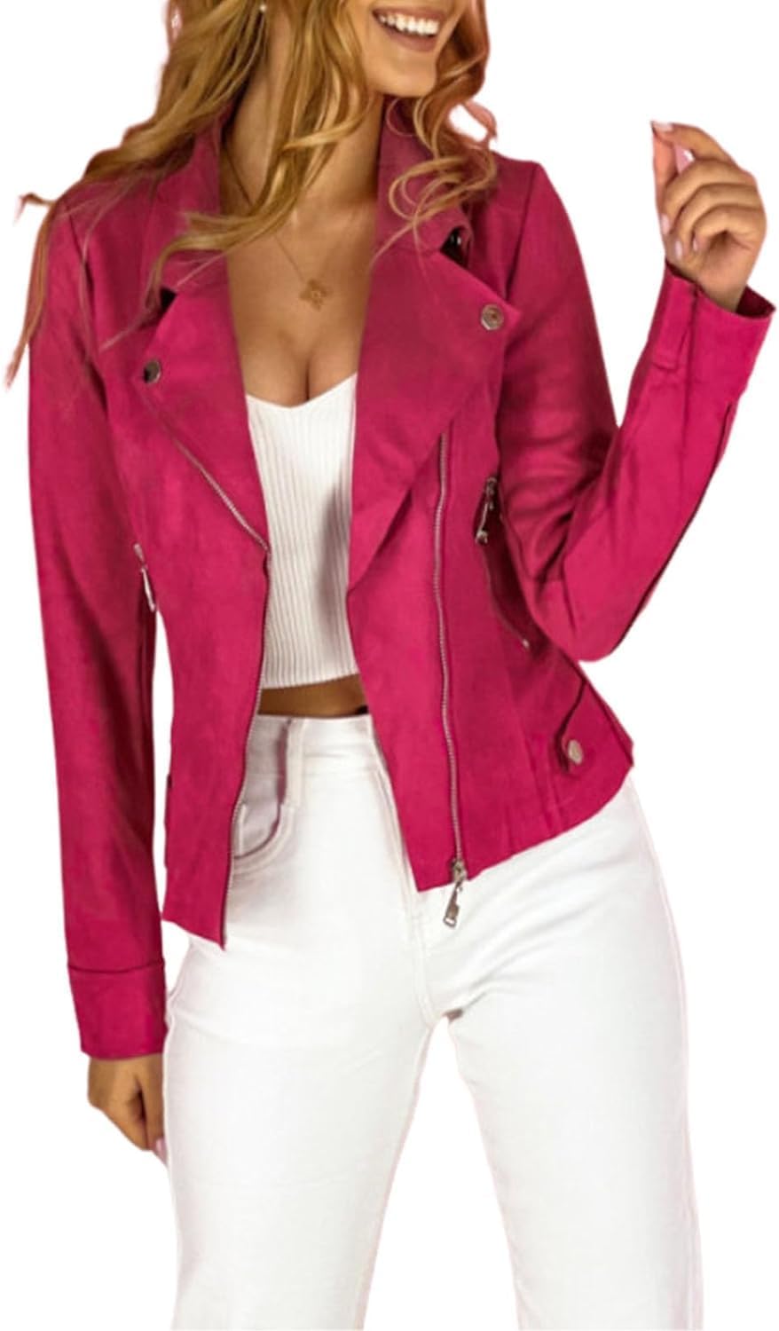 Women's Short Moto Biker Jacket – Lightweight Transitional Coat