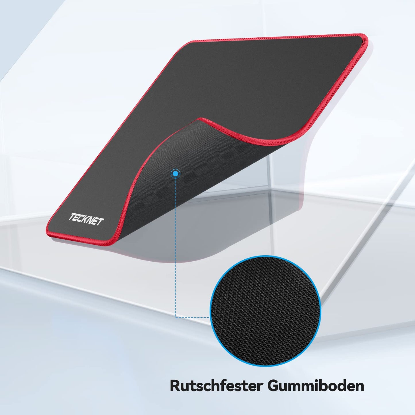 TECKNET Mauspad, 280 x 210 mm Gaming Mousepad mit Wasserdicht und Rutschfester Gummi für PC-Büro, Arbeit, Gaming, Studium, Laptop, Computer, Zuhause-Schwarz