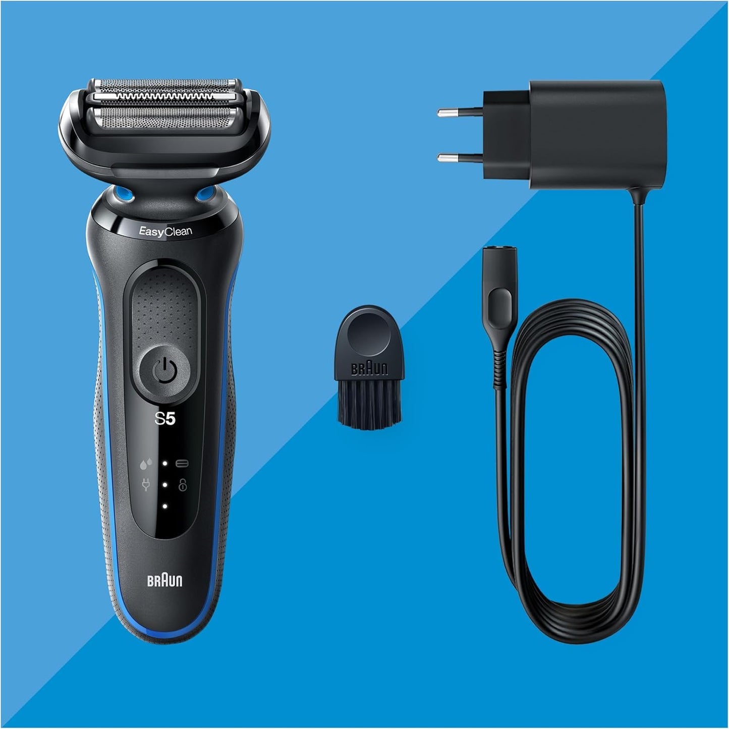Braun Series 5 Elektrorasierer mit EasyClick Barttrimmer Aufsatz, Rasierer Herren Elektrisch Ladestation, EasyClean, Wet & Dry, rasierapparat, trockenrasierer, Made in Germany, 51-M4500cs, mintgrün