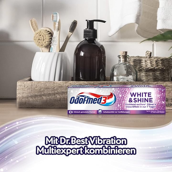 Odol-med3 Zahnpasta White & Shine, Whitening/Zähne aufhellen, 4x 75ml